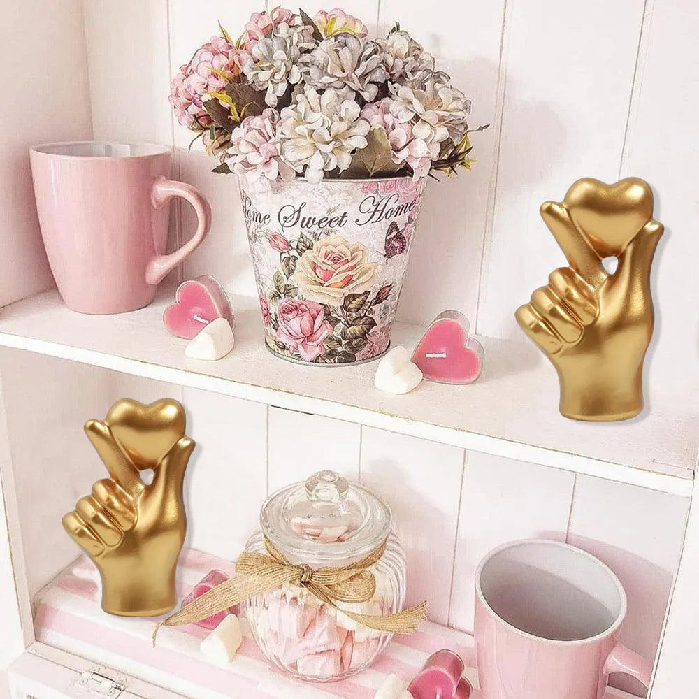 Resin Heart Love Hand Sculpture Decor