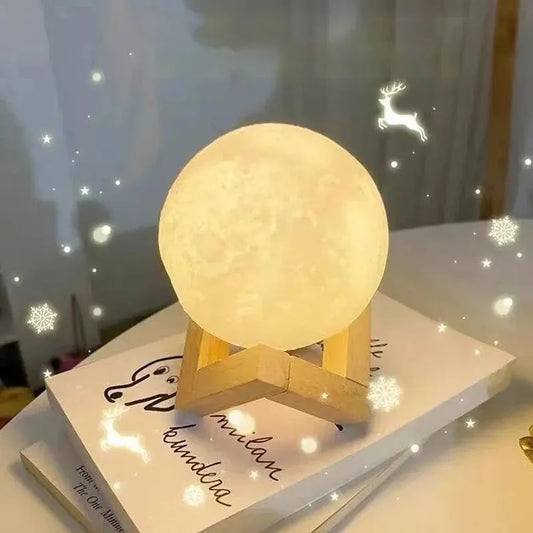 Moon Galaxy Lamp Nightlight with Wooden Stand