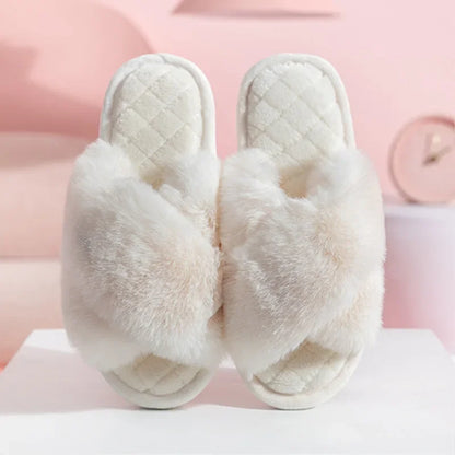 Women's Fur Crisscross Slippers
