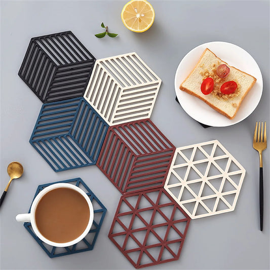 Hexagon Silicone Trivet Mats And Hot Pads