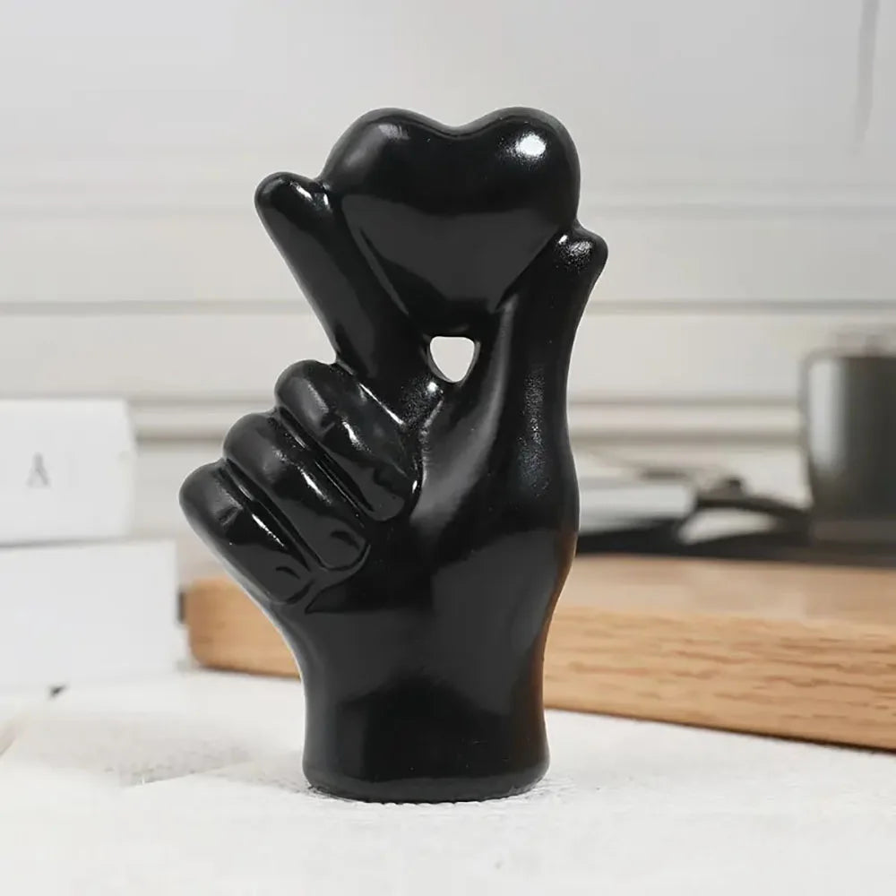 Resin Heart Love Hand Sculpture Decor