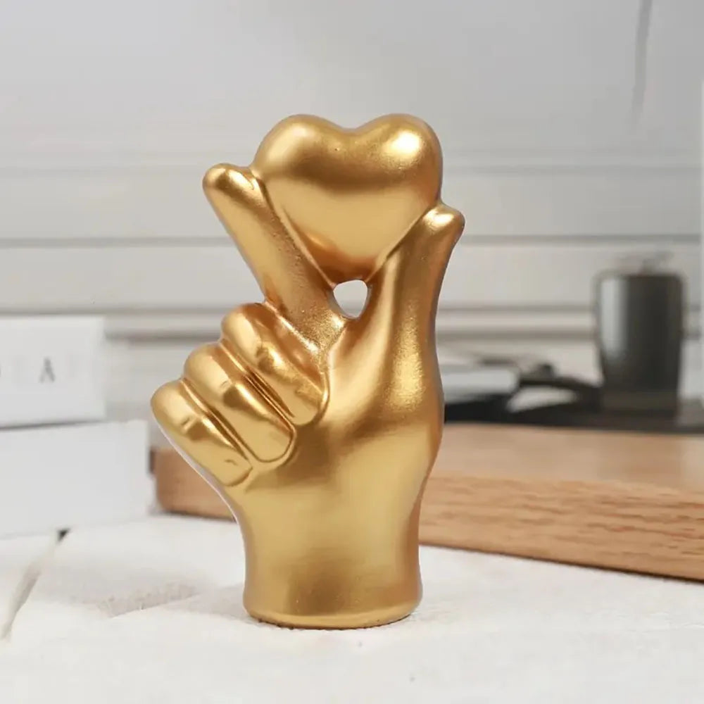 Resin Heart Love Hand Sculpture Decor