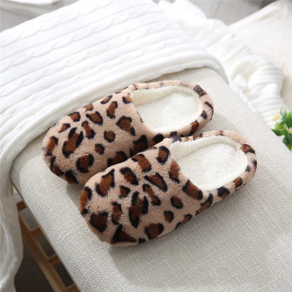 Women's Fur Leopard Print Slippers