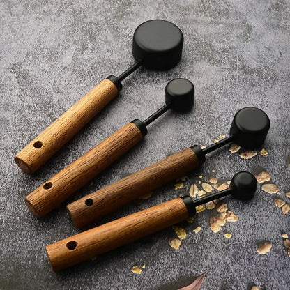 Stainless Steel Measuring Cups with Wooden Handle in 4 or 8 piece Set
