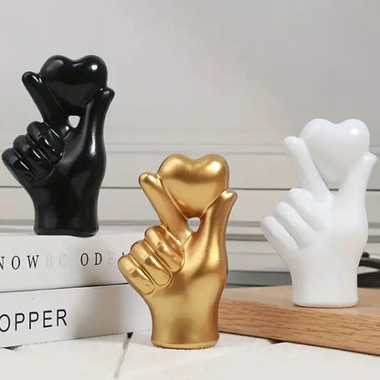 Resin Heart Love Hand Sculpture Decor