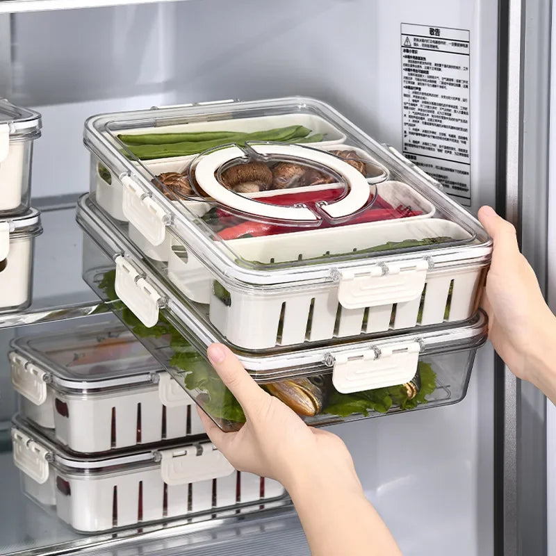 4 or 8 Section Divided Fridge Storage for fruits, vegetables, deli