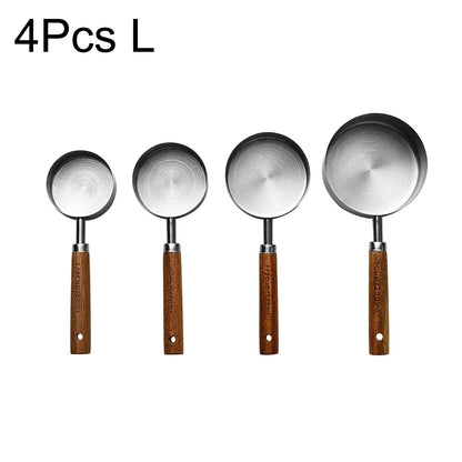 Stainless Steel Measuring Cups with Wooden Handle in 4 or 8 piece Set