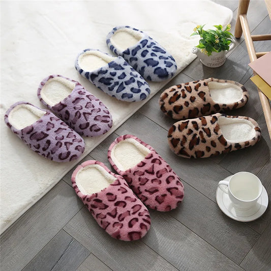 Women's Fur Leopard Print Slippers